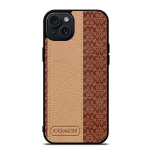 COACH NEW YORK BROWN LEATHER iPhone 15 Plus Case