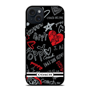 COACH NEW YORK POPPY BLACK iPhone 15 Plus Case COACH NEW YORK POPPY BLACK iPhone 15 Plus Case