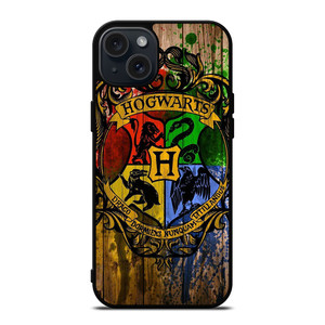 HOGWARTS HARRY POTTER LOGO WOOD iPhone 15 Plus Case