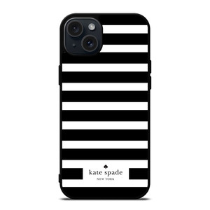 KATE SPADE NEW YORK BLACK WHITE STRIPES iPhone 15 Plus Case