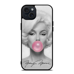 MARILYN MONROE PINK BUBBLEGUM ART iPhone 15 Plus Case MARILYN MONROE PINK BUBBLEGUM ART iPhone 15 Plus Case