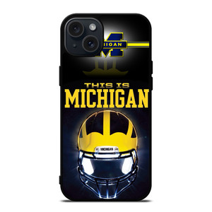 MICHIGAN WOLVERINES FOOTBALL iPhone 15 Plus Case MICHIGAN WOLVERINES FOOTBALL iPhone 15 Plus Case
