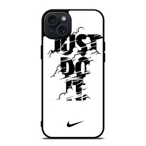 NIKE LOGO JUST DO IT GLITCH BLACK iPhone 15 Plus Case