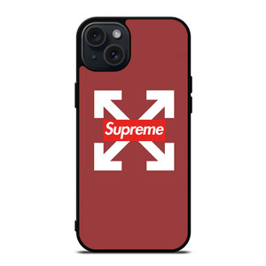 OFF WHITE LOGO X SUPREME RED iPhone 15 Plus Case