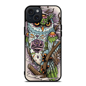 SUGAR SKULL OWL TATTO LOGO iPhone 15 Plus Case SUGAR SKULL OWL TATTO LOGO iPhone 15 Plus Case