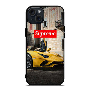 SUPREME YELLOW LAMBORGINI iPhone 15 Plus Case SUPREME YELLOW LAMBORGINI iPhone 15 Plus Case