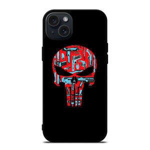 THE PUNISHER SKULL RED BLUE ARTWORK iPhone 15 Plus Case