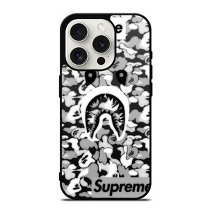 BAPE SHARK LOGO SUPREME BLACK WHITE iPhone 15 Pro Case BAPE SHARK LOGO SUPREME BLACK WHITE iPhone 15 Pro Case