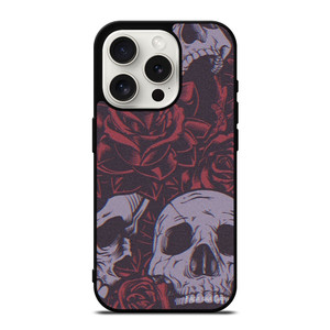 BLACK SKULLS AND ROSES iPhone 15 Pro Case