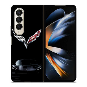 CORVETTE CAR LOGO BLACK Samsung Galaxy Z Fold 4 Case Cover