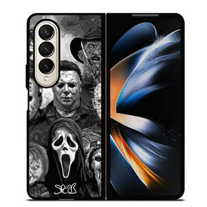 HORROR MOVIES CHARACTERS Samsung Galaxy Z Fold 4 Case Cover HORROR MOVIES CHARACTERS Samsung Galaxy Z Fold 4 Case Cover
