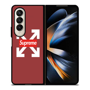 OFF WHITE LOGO X SUPREME RED Samsung Galaxy Z Fold 4 Case Cover OFF WHITE LOGO X SUPREME RED Samsung Galaxy Z Fold 4 Case Cover
