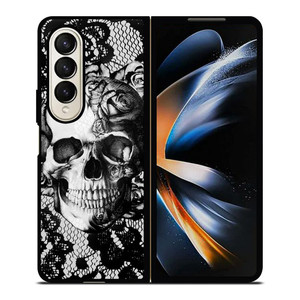 SKULL ON BLACK LACE Samsung Galaxy Z Fold 4 Case Cover