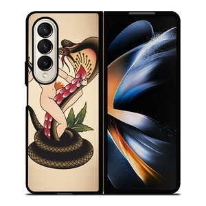 SNAKE CHAMER SAILOR JERRY TATTOO Samsung Galaxy Z Fold 4 Case Cover