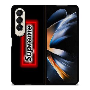 SUPREME LOGO NEON BOX Samsung Galaxy Z Fold 4 Case Cover SUPREME LOGO NEON BOX Samsung Galaxy Z Fold 4 Case Cover