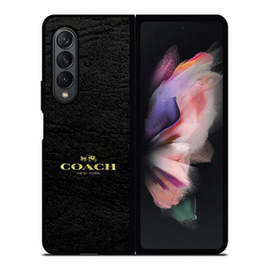COACH LOGO TEXTURE BLACK Samsung Galaxy Z Fold 3 Case Cover