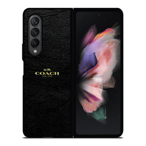 COACH NEW YORK BLACK LEATHER Samsung Galaxy Z Fold 3 Case Cover