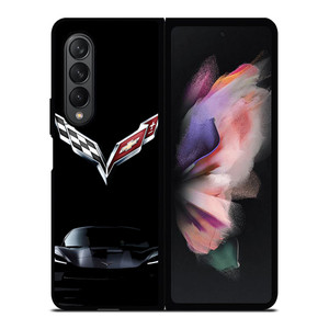 CORVETTE CAR LOGO BLACK Samsung Galaxy Z Fold 3 Case Cover