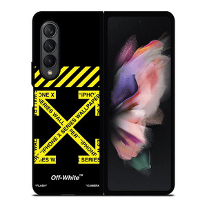 OFF WHITE LOGO YELLOW STRIPE Samsung Galaxy Z Fold 3 Case Cover OFF WHITE LOGO YELLOW STRIPE Samsung Galaxy Z Fold 3 Case Cover