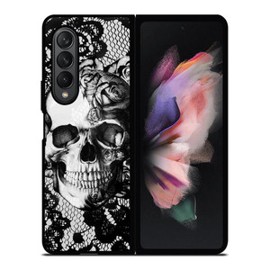 SKULL ON BLACK LACE Samsung Galaxy Z Fold 3 Case Cover