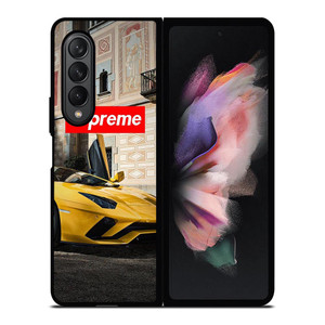 SUPREME YELLOW LAMBORGINI Samsung Galaxy Z Fold 3 Case Cover SUPREME YELLOW LAMBORGINI Samsung Galaxy Z Fold 3 Case Cover