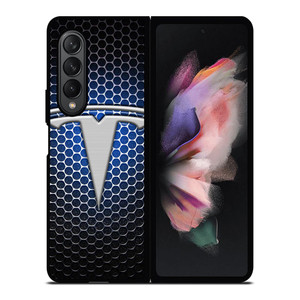 TESLA LOGO BLUE LIGHT Samsung Galaxy Z Fold 3 Case Cover TESLA LOGO BLUE LIGHT Samsung Galaxy Z Fold 3 Case Cover