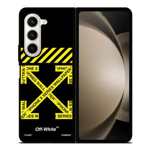 OFF WHITE LOGO YELLOW STRIPE Samsung Galaxy Z Fold 5 Case Cover OFF WHITE LOGO YELLOW STRIPE Samsung Galaxy Z Fold 5 Case Cover