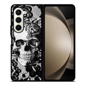 SKULL ON BLACK LACE Samsung Galaxy Z Fold 5 Case Cover