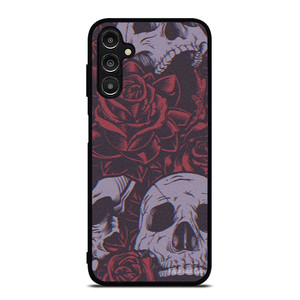 BLACK SKULLS AND ROSES Samsung Galaxy A14 Case