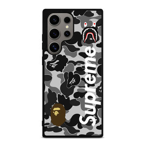 BAPE CAMO SHARK LOGO X SUPREME Samsung Galaxy S24 Ultra Case