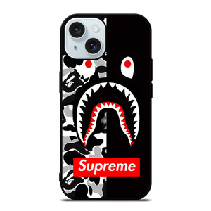 BAPE SHARK SUPREME CAMO BLACK iPhone 15 Case Cover BAPE SHARK SUPREME CAMO BLACK iPhone 15 Case Cover