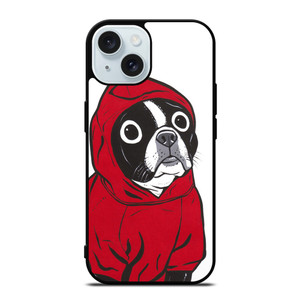 BOSTON TERRIER IN A RED HOODIE iPhone 15 Case Cover BOSTON TERRIER IN A RED HOODIE iPhone 15 Case Cover