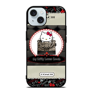 COACH NEW YORK HELLO KITTY BLACK iPhone 15 Case Cover COACH NEW YORK HELLO KITTY BLACK iPhone 15 Case Cover