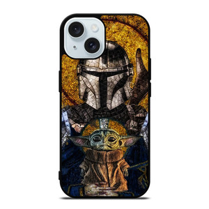 MANDALORIAN AND BABY YODA STAR WARS ART iPhone 15  Case Cover