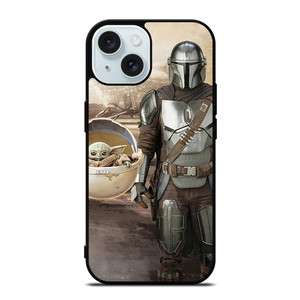 MANDALORIAN AND BABY YODA STAR WARS iPhone 15  Case Cover MANDALORIAN AND BABY YODA STAR WARS iPhone 15  Case Cover