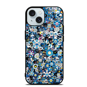 TAKASHI MURAKAMI FLOWERS BLUE iPhone 15 Case Cover TAKASHI MURAKAMI FLOWERS BLUE iPhone 15 Case Cover