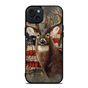 AMERICAN FLAG DEER BUCK CAMO iPhone 15 Plus Case AMERICAN FLAG DEER BUCK CAMO iPhone 15 Plus Case