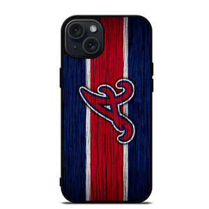 ATLANTA BRAVES MLB LOGO STRIPS iPhone 15 Plus Case ATLANTA BRAVES MLB LOGO STRIPS iPhone 15 Plus Case