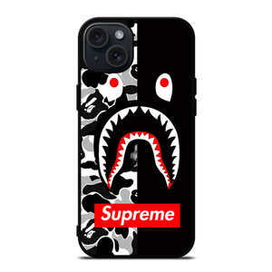 BAPE SHARK SUPREME CAMO BLACK iPhone 15 Plus Case BAPE SHARK SUPREME CAMO BLACK iPhone 15 Plus Case