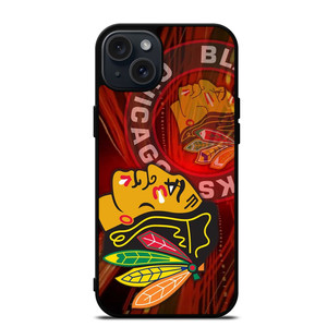 CHICAGO BLACK HAWKS HEAD ICON iPhone 15 Plus Case