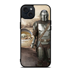 MANDALORIAN AND BABY YODA STAR WARS iPhone 15 Plus Case MANDALORIAN AND BABY YODA STAR WARS iPhone 15 Plus Case