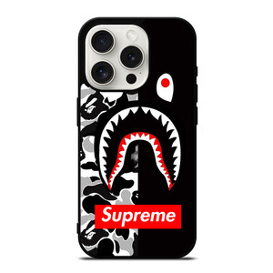 BAPE SHARK SUPREME CAMO BLACK iPhone 15 Pro Case BAPE SHARK SUPREME CAMO BLACK iPhone 15 Pro Case