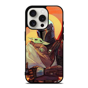 MANDALORIAN AND BABY YODA STAR WARS CARTOON iPhone 15 Pro Case MANDALORIAN AND BABY YODA STAR WARS CARTOON iPhone 15 Pro Case