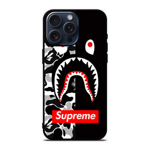 BAPE SHARK SUPREME CAMO BLACK iPhone 15 Pro Max Case BAPE SHARK SUPREME CAMO BLACK iPhone 15 Pro Max Case