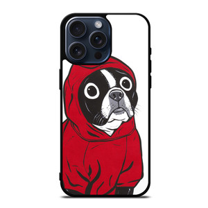 BOSTON TERRIER IN A RED HOODIE iPhone 15 Pro Max Case BOSTON TERRIER IN A RED HOODIE iPhone 15 Pro Max Case