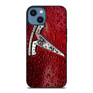 TESLA RED WATER EMBLEM iPhone 14 Case TESLA RED WATER EMBLEM iPhone 14 Case