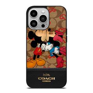 COACH NEW YORK BROWN MICKEY AND MINNIE MOUSE iPhone 14 Pro Case