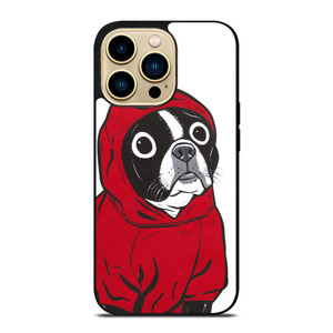 BOSTON TERRIER IN A RED HOODIE iPhone 14 Pro Max Case