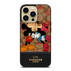COACH NEW YORK BROWN MICKEY AND MINNIE MOUSE iPhone 14 Pro Max Case