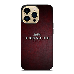 COACH NEW YORK LOGO RED LEATHER iPhone 14 Pro Max Case